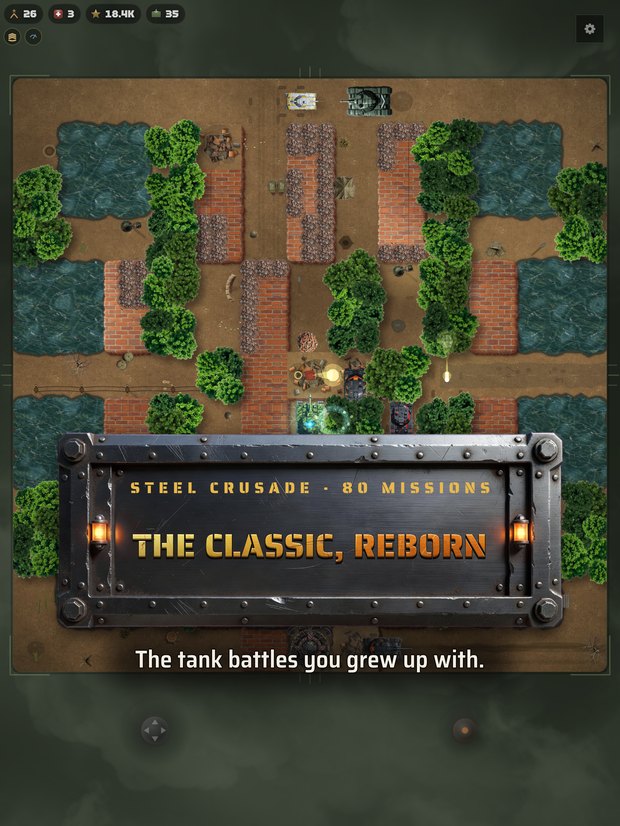 Classic tank combat on a brick battlefield with forest cover